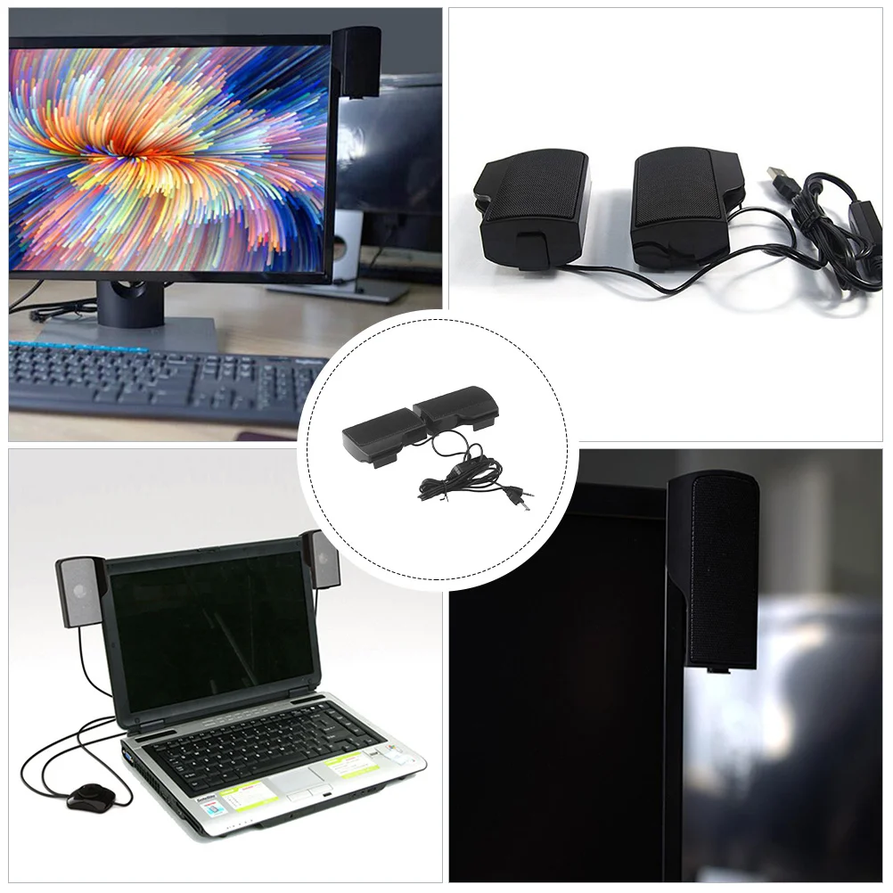 

USB Computer Speaker Clip-on Stylish Compact Desktop Speaker Clear Sound Volume Control for Laptop Mobile Mp3 Mp4 Office Music