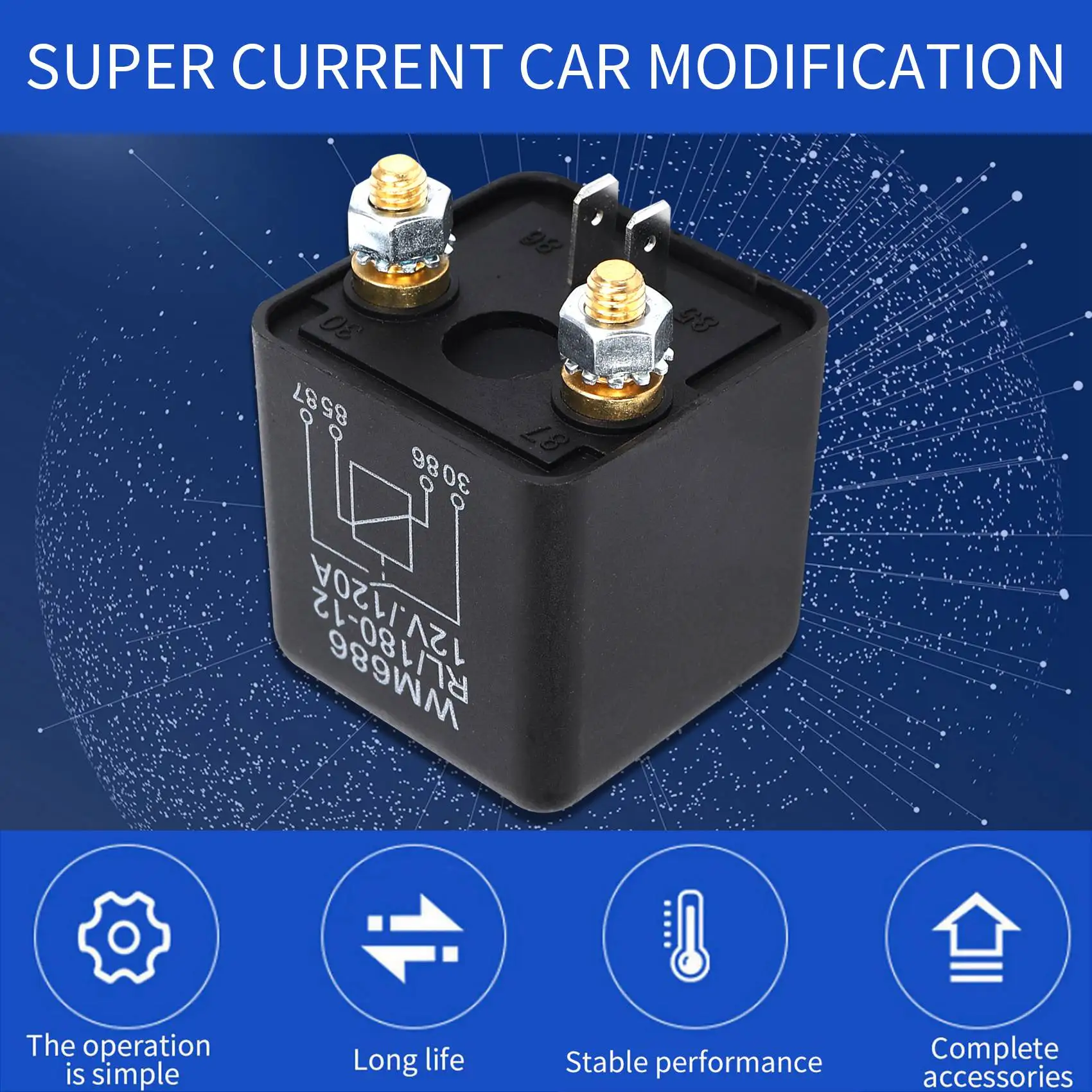 

AU34-DC 12V Relay Battery Isolating Relay 12V / 120A Peak Load For Car Trucks Car (12V / 120A)