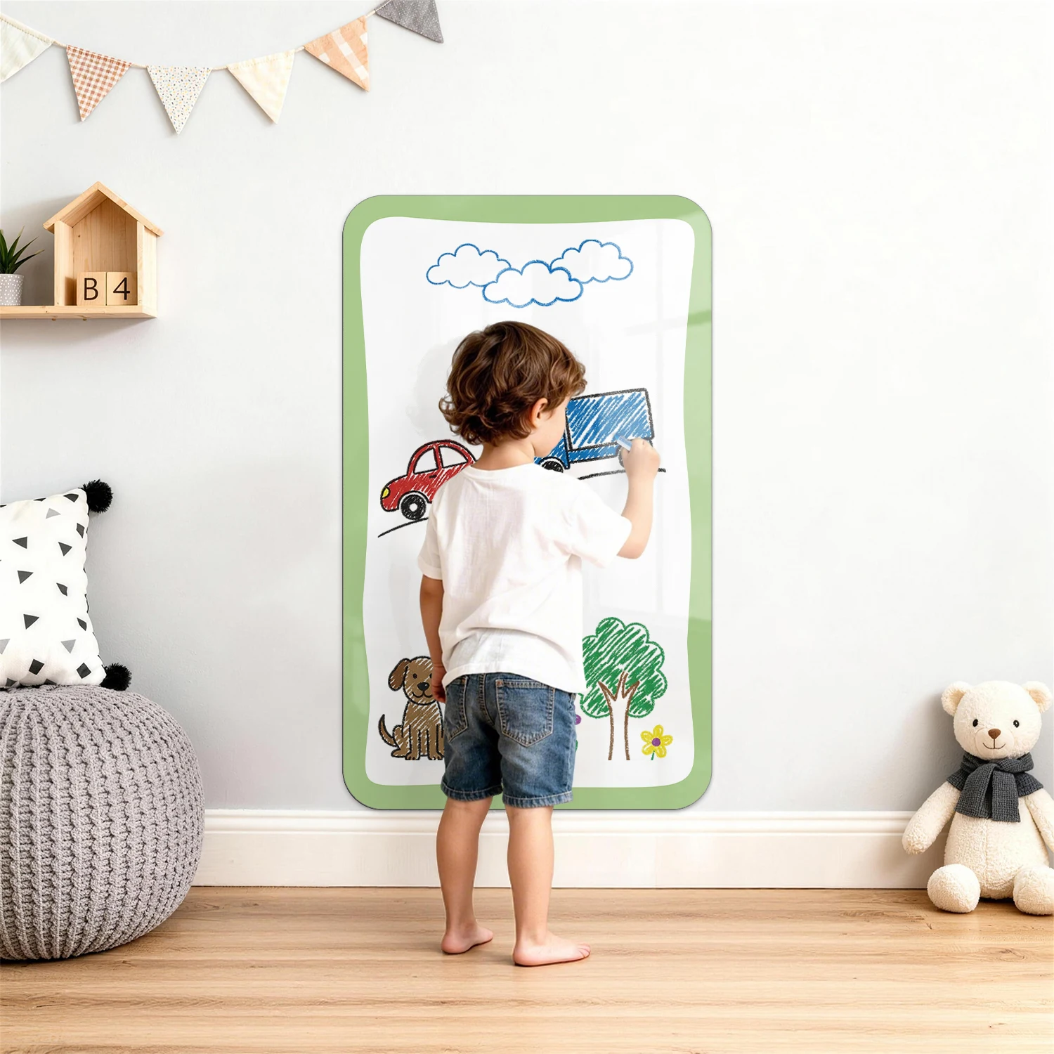 

Self-Adhesive Whiteboard Sticker Erasable Removable Cuttable Dry Erase Wall Decal with Crayons for Home Office Kids Room