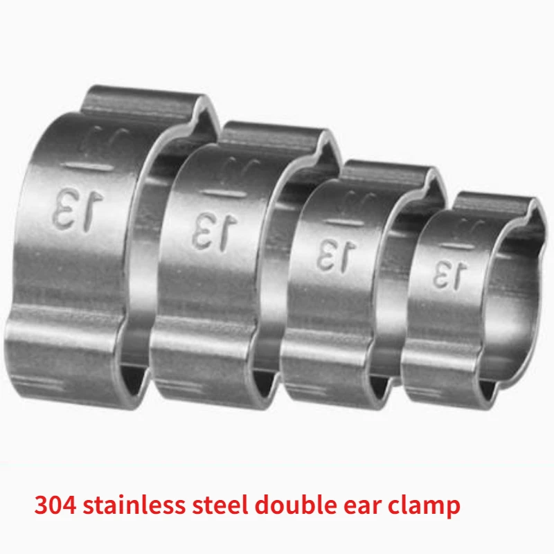 10/20Pcs 5-34mm 304 Stainless Steel Double Ears Hose Clamps Worm Drive Fuel Pipe Clip Water Hose Clamps Clips Hose Fuel Clamps