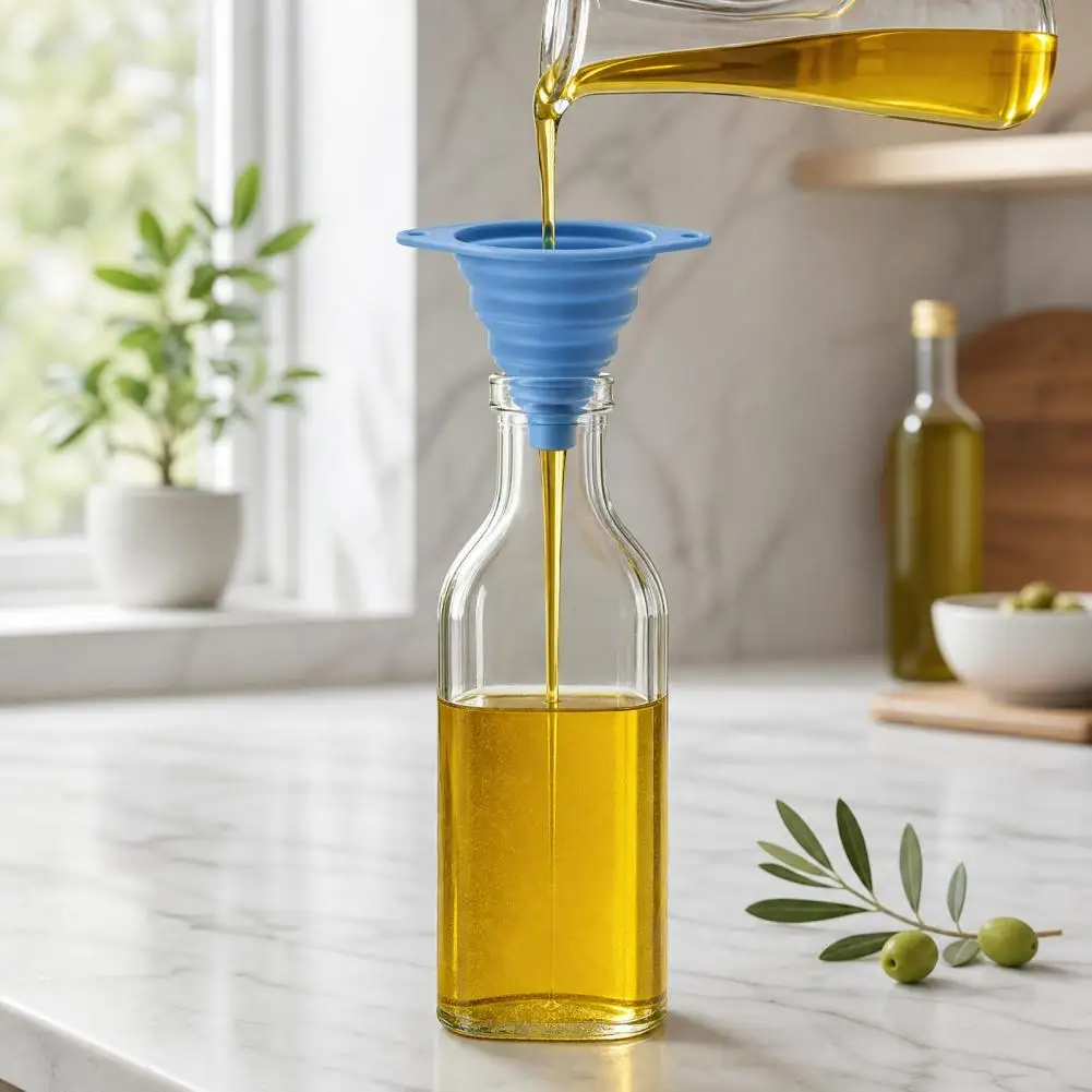 Foldable Silicone Funnel Silicone Collapsible Funnel Set Mini Wide Mouth Kitchen Funnels Food Grade Liquid Dry Goods Filling