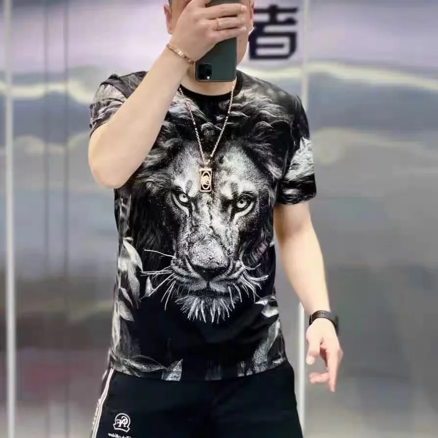 2024 Summer 3D Animal Printed T-shirt for Men Fashion Short Sleeve Casual Social T-shirt Round Neck Streetwear Hip Hop Tee Tops