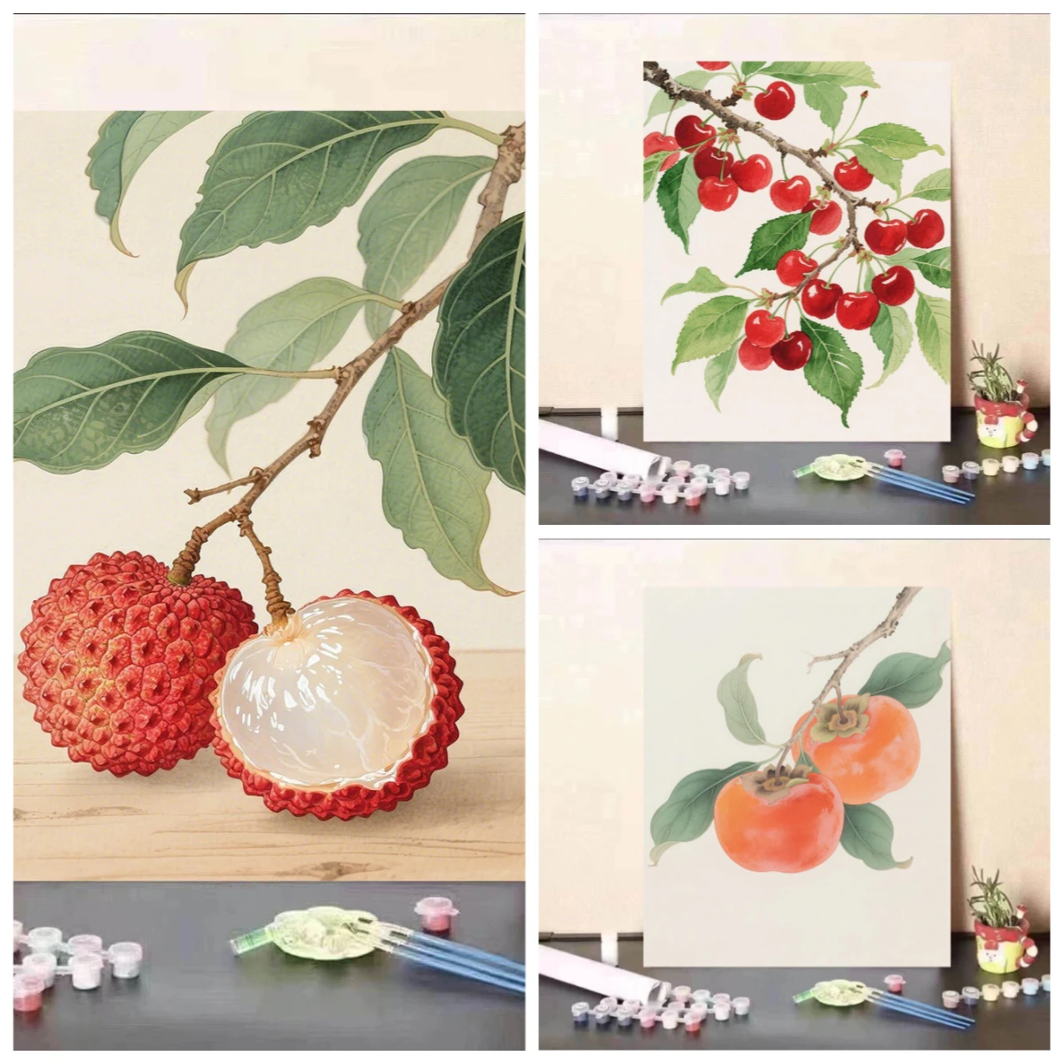 

Пейзаж Цифровая картина маслом Исцеляющий отдел ручного наполнения Цветная декомпрессия Фрукты Личи Картина Базовая цветная живопись