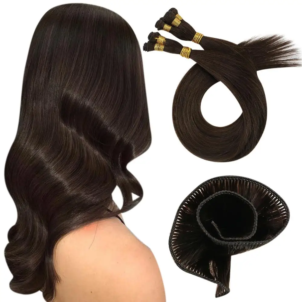 Hand Tied Hair Weft 6Pcs/lot Sew Seamless Invisible Hair Extensions 100% Real Human Hair Weft  Straight Women Hair Extension