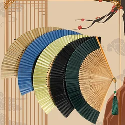 Bamboo Bone Silk Folding Fan Ancient Style Wooden Hand Held Fans Wedding Party Dance Favors Hand Fan Home Decoration Ornament