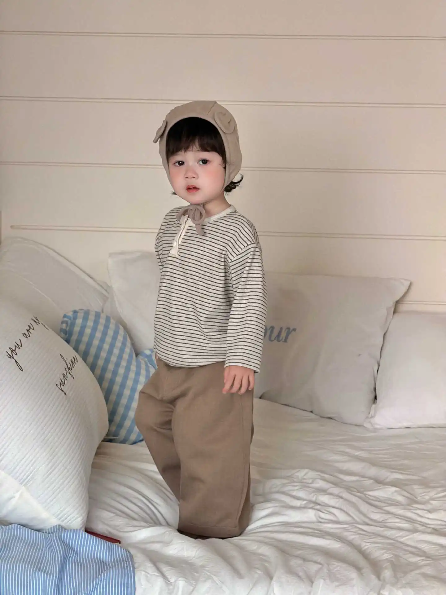 2026 Spring New Baby Long Sleeve T Shirts Infant Boys Cotton Striped Tops Girls Casual Bottoming Shirts Toddler Clothes
