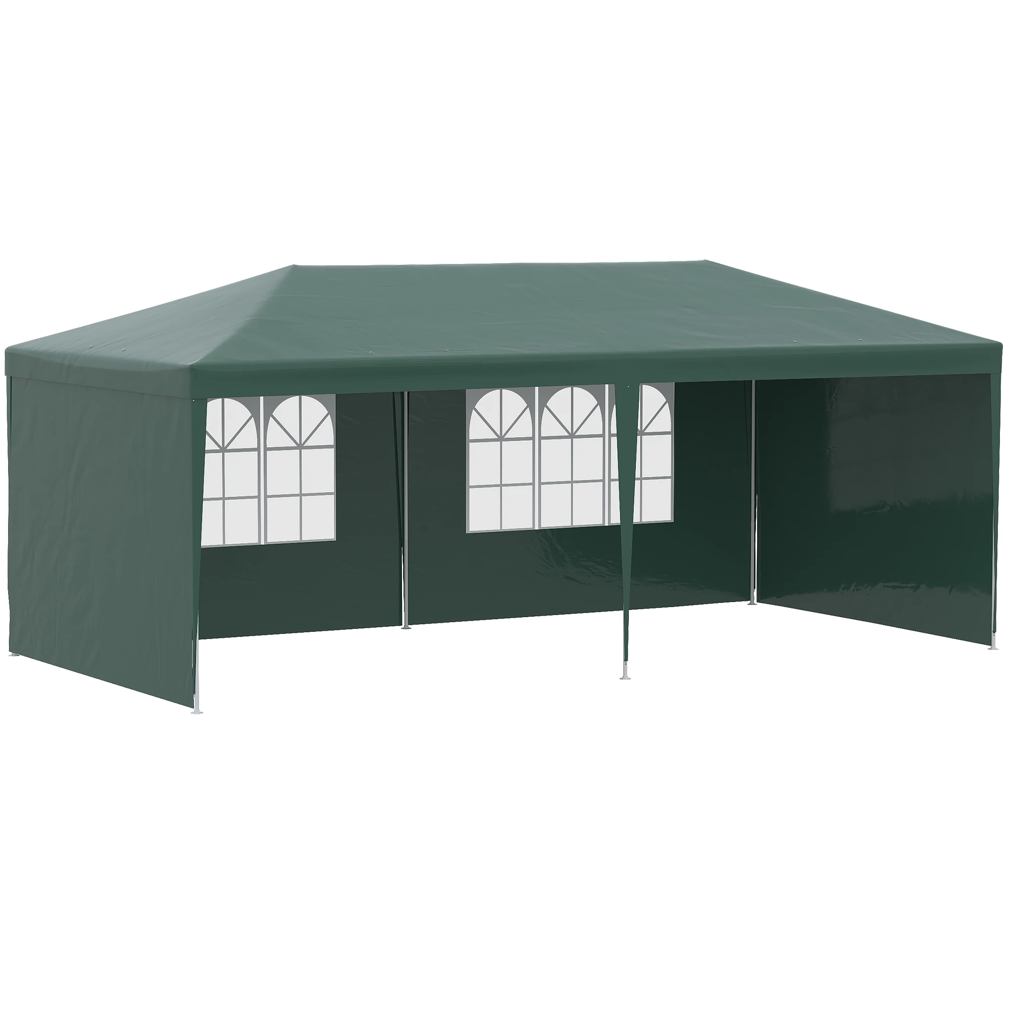 6x3 m 4 Side Walls 2 Window Visible Gazebo Outdoor Gazebo Garden Tent with Steel Frame for Party Events Wedding Green