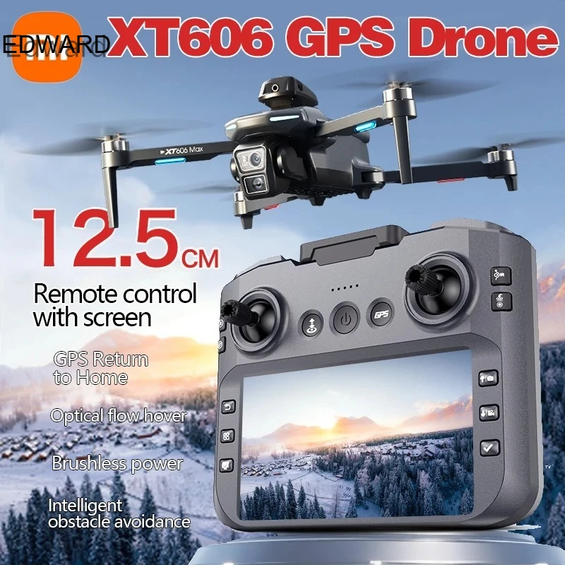 XT606 MAX GPS Drone 4k Professional 8K HD Camera FPV Wish Screen Drone 360 °   تجنب العوائق كوادكوبتر لعب الطائرة بدون طيار لX1A0MI
