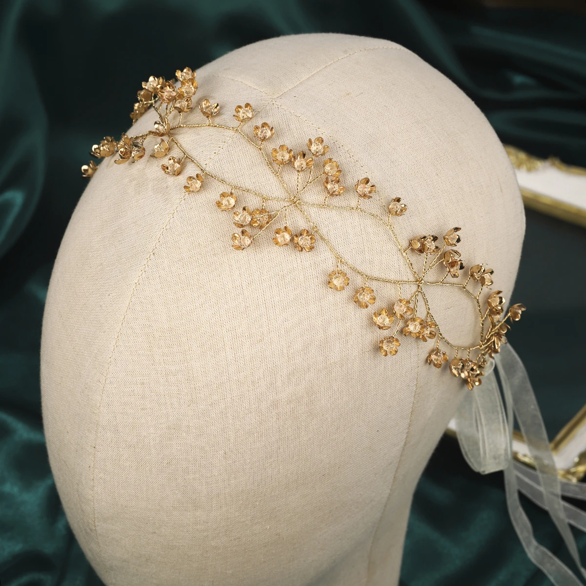 Miallo Boho Gold Branch Floral Bridal Hair Vine Wedding Forest Style Tulle Ribbon Headband Party Hair Accessories For Women 2026
