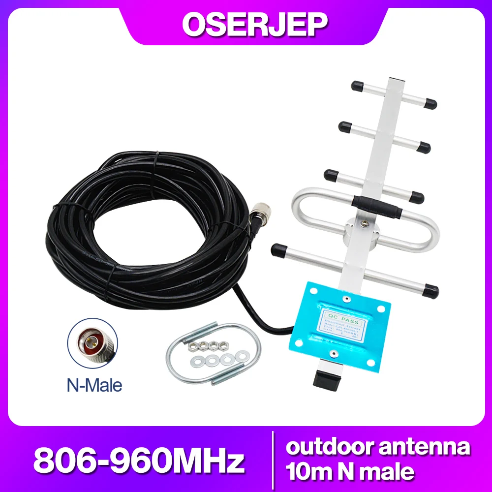 806-960 MHz antena Yagi 900 MHz zewnętrzna zewnętrzna antena kierunkowa 850 MHz z kablem męskim N 10 m do wzmacniacza GSM CDMA