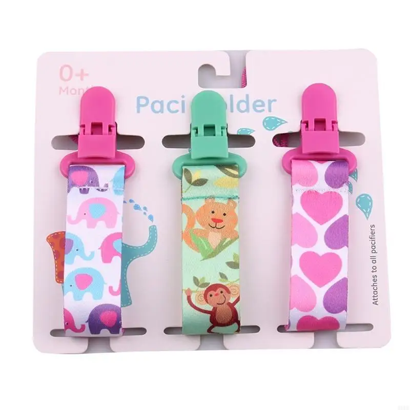 Cartoon Print Baby Pacifier Chains 4pcs/set Dummy Nipples Holder Pacifier Clip