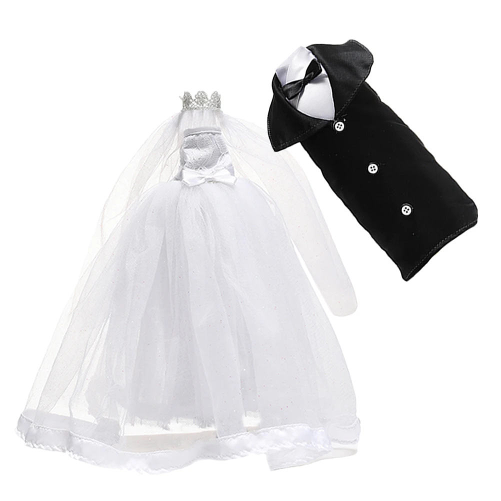 

2pcs Wedding Decoration Bottle Covers Bride Groom Dress Mesh Bridal Accessories Fits Standard Bottles Durable Material