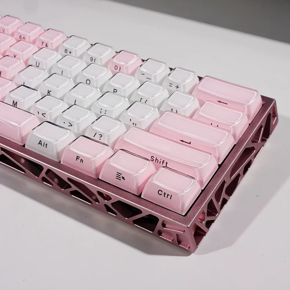 OEM 136 مفتاحًا وردي/أرجواني كريستال جيلي جانبي محفور أغطية مفاتيح PBT + PC لمفاتيح WootingMX لوحات المفاتيح الميكانيكية