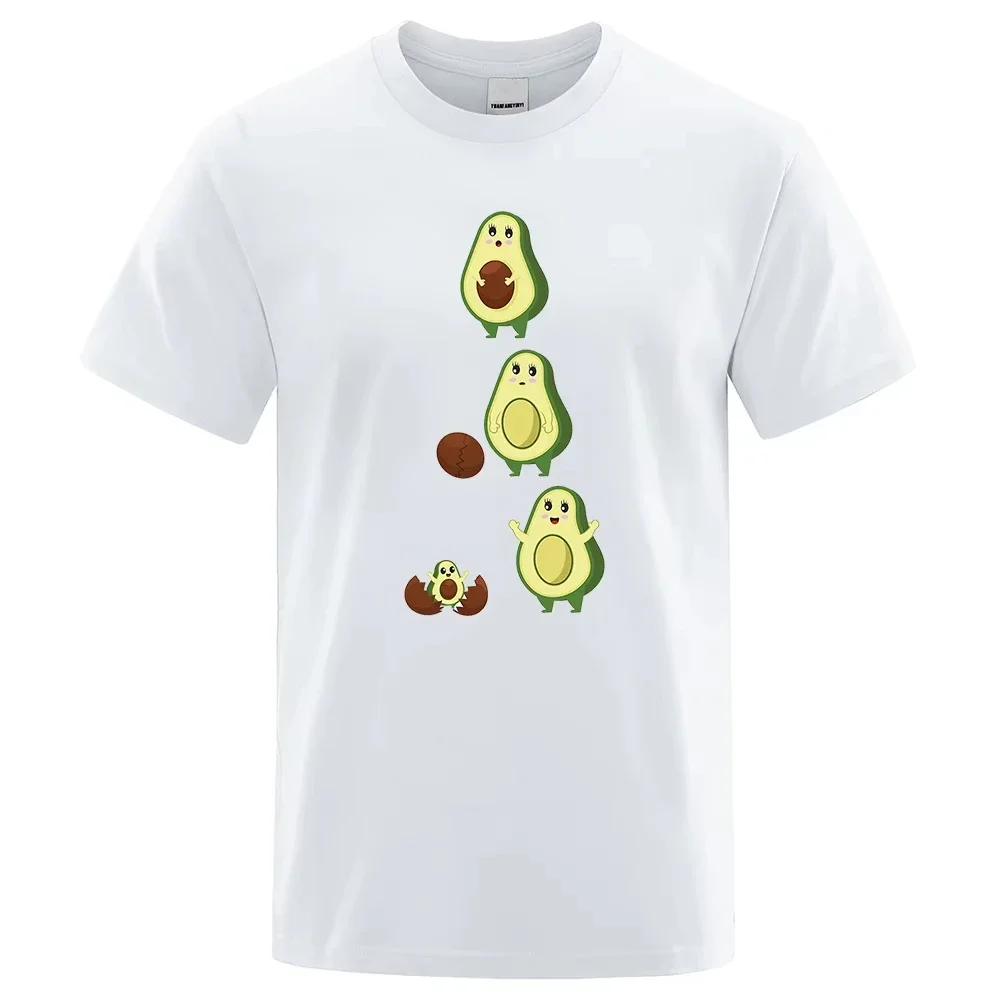 Cartoon Cute Avocado Funny Man Clothing Hip Hop Loose T-Shirts Breathable Street Tops Pattern Cotton Sportswear Summer Tshirt