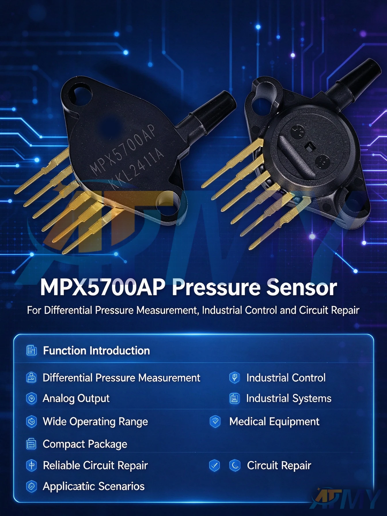 MPX5700AP MPX5700DP MPX5700GP Analog Voltage Pressure Sensor Transmitter SIP-6
