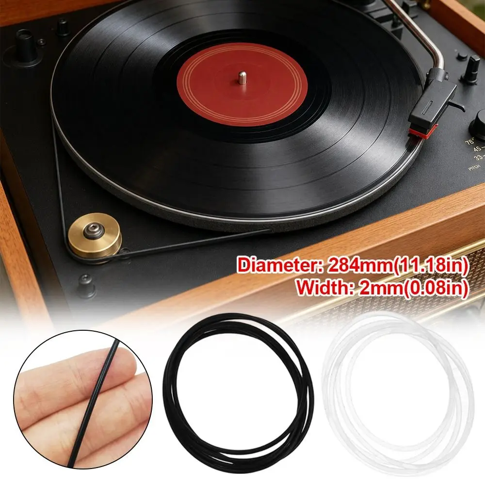 1Pcs 284mm Dia Turntable Rubber Drive Belt 2mm Width Turntable Vinyl Record Player Belt Round Section Black White