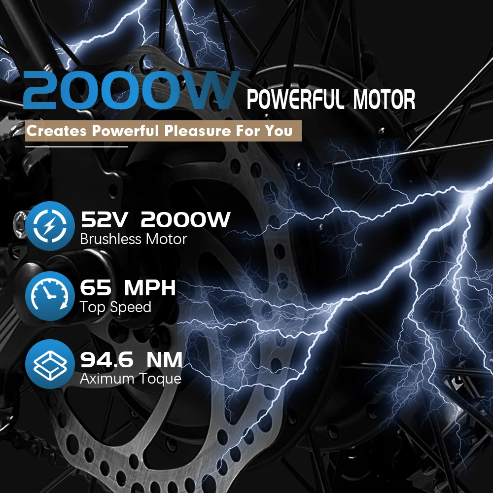 Electric Bike Conversion Kit 52V 2000W 20-29inch 700C Ebike Brushless Gearless Rear Hub Motor Wheel For Ebike Conversion Kit