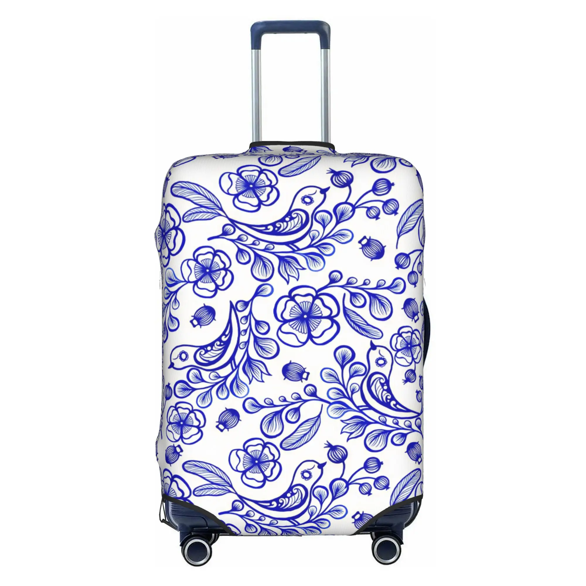 Cute High Watercolor Birds And Plant Flowers Luggage Cover Protector Dust Proof Travel Suitcase Covers