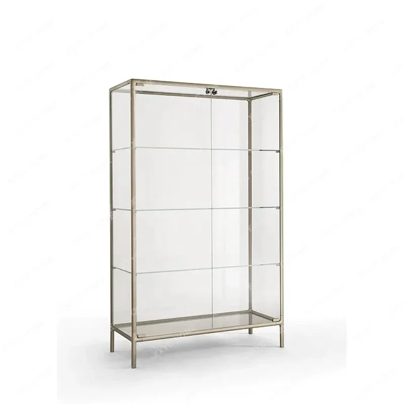 HH Color Transparent Glass Display Stand Art Living Room Display Cabinet Collection Cabinet Against The Wall