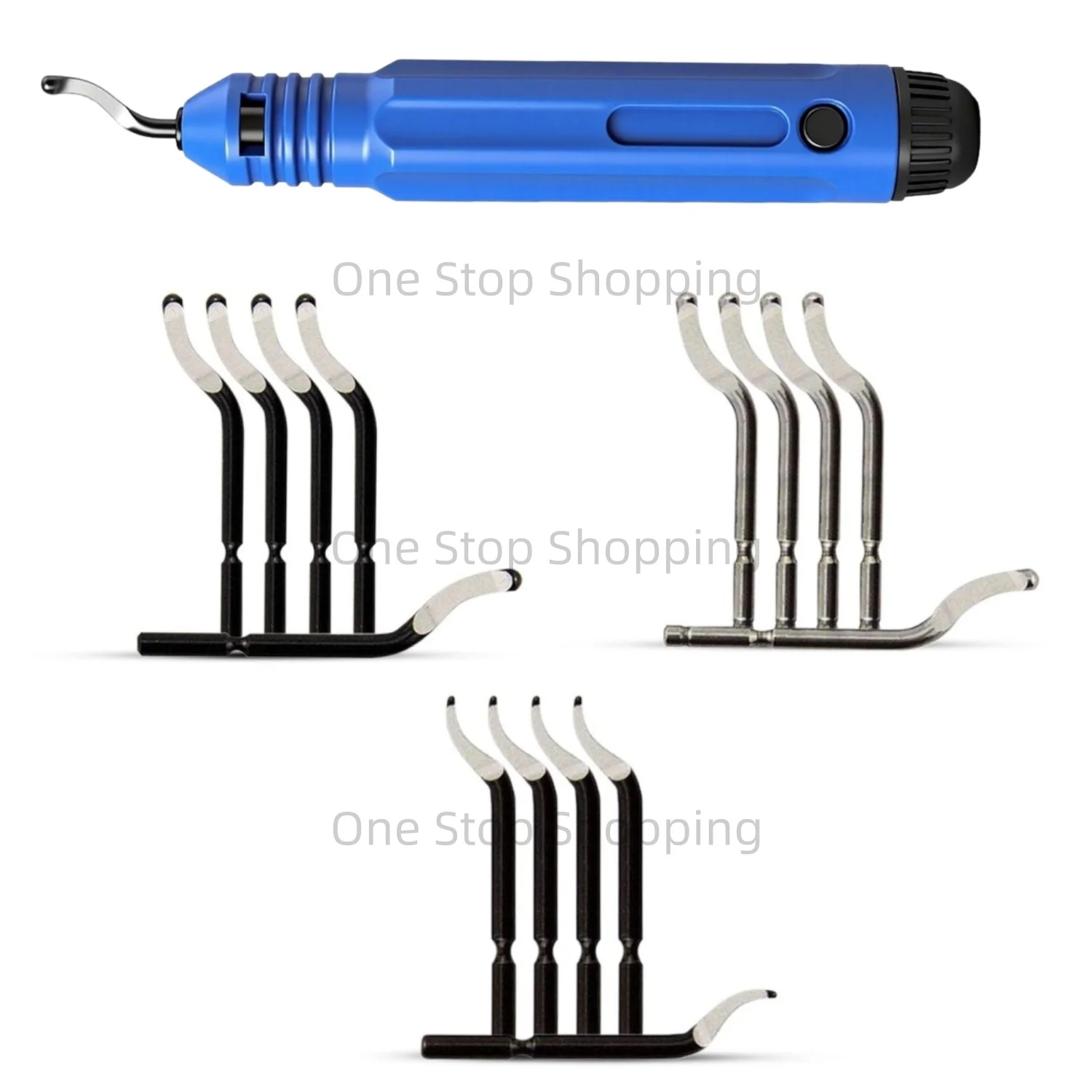 Deburring Tool Kit Plastic Handle with 1/11/16/31/41 Replacement Blade 360 Degree Rotating Head Deburring for Wood Metal Plastic