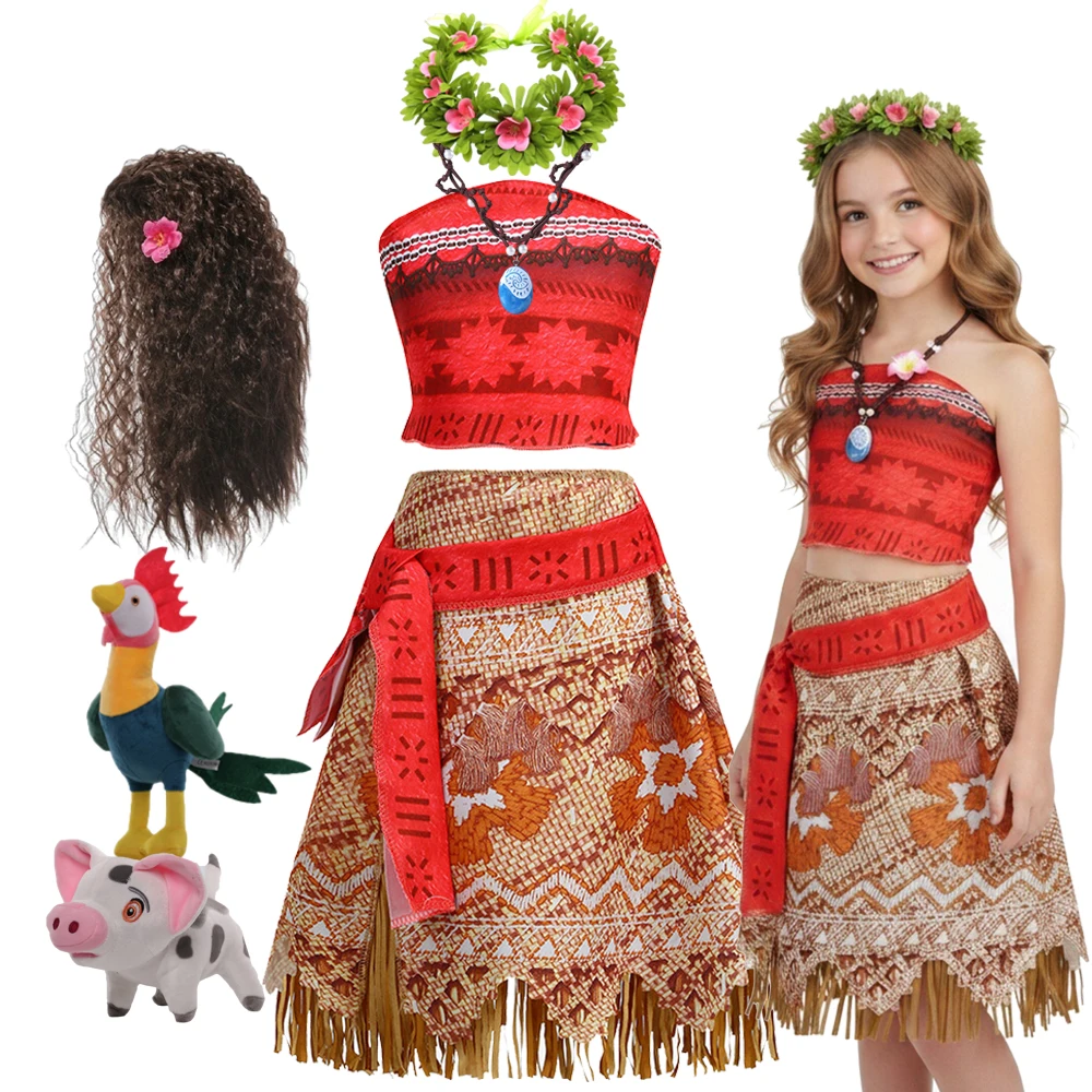 Girls Moano Dress Ocean Adventure New Movie Boy Halloween Cosplay Princess Disguise Carnival Outfit Party Costume