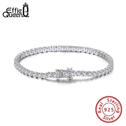 Effie Queen 100% 925 Sterling Silver Tennis Bracelets Pave Clear Cubic Zirconia 14K Gold Bangle Jewelry Gift for Women Men SB61