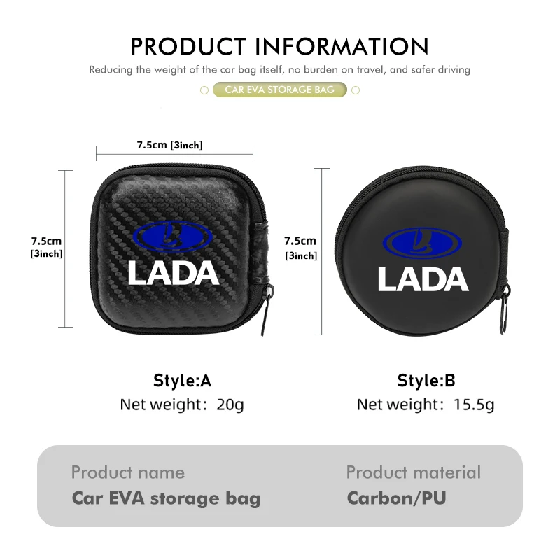 Car Carbon fiber digital Supplies Storage bag  For Lada Priora Sedan Sport Kalina Xray Granta Vesta Samara