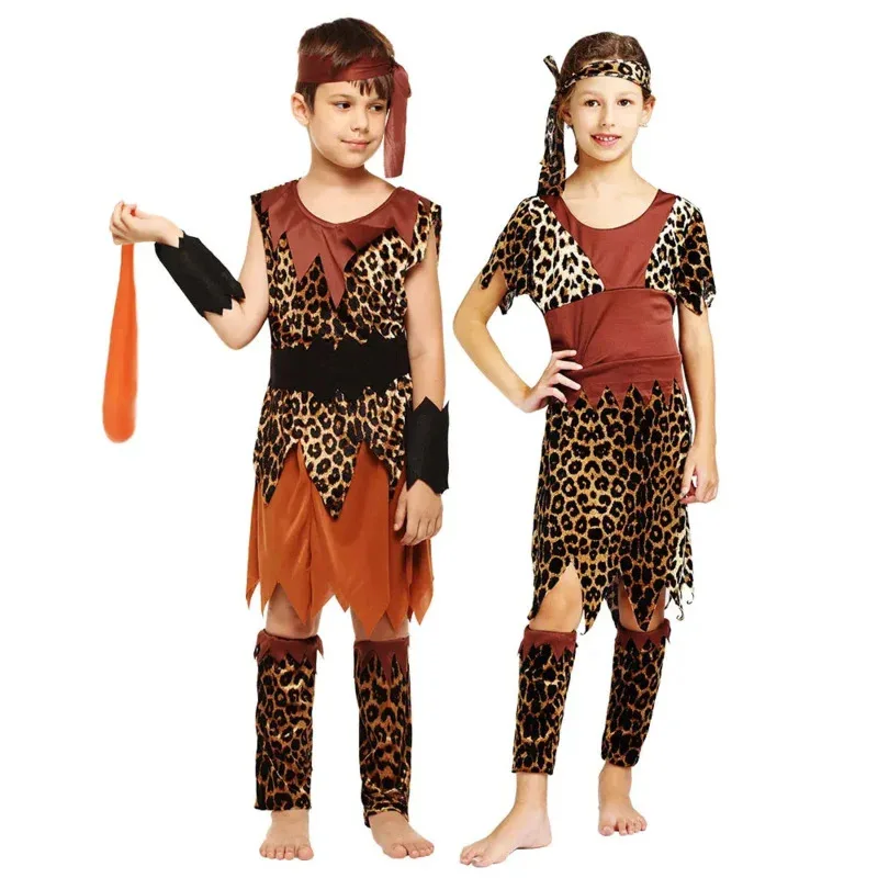 소년과 소녀를 위한 동굴 소년 의상, 동굴 소년 의상, 석기 시대, 원시 코스프레, 푸림, 할로윈