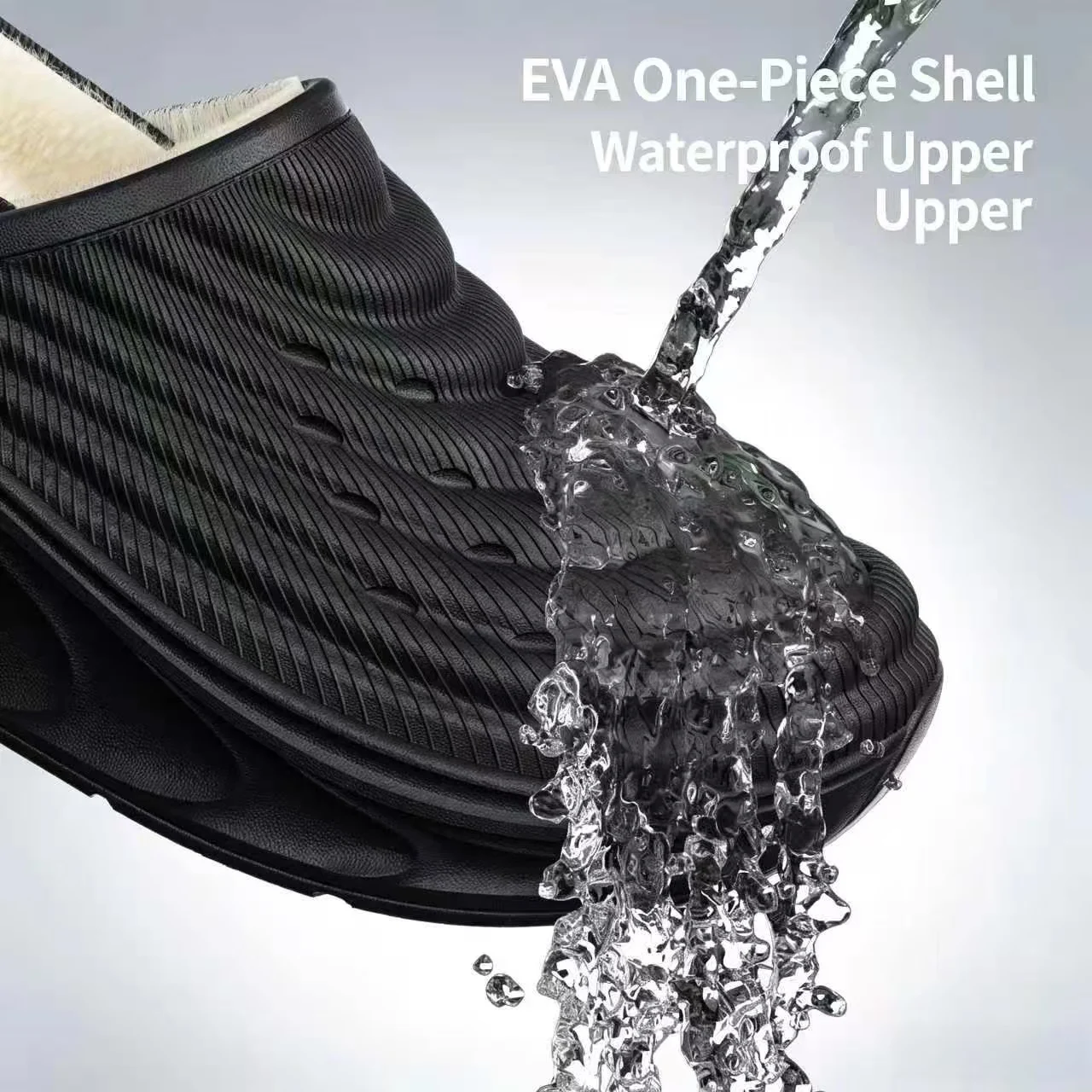 Unisex Waterproof EVA Winter Slippers, Warm Fleece Lined Non‑Slip Thick Sole Indoor Outdoor Home House Slides