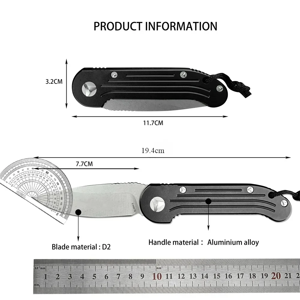 High Quality MIC 135-10OR LUDT Folding Knife D2 Stonewash Blade Aluminum Alloy Handles Outdoor Pocket Hunting EDC Tool