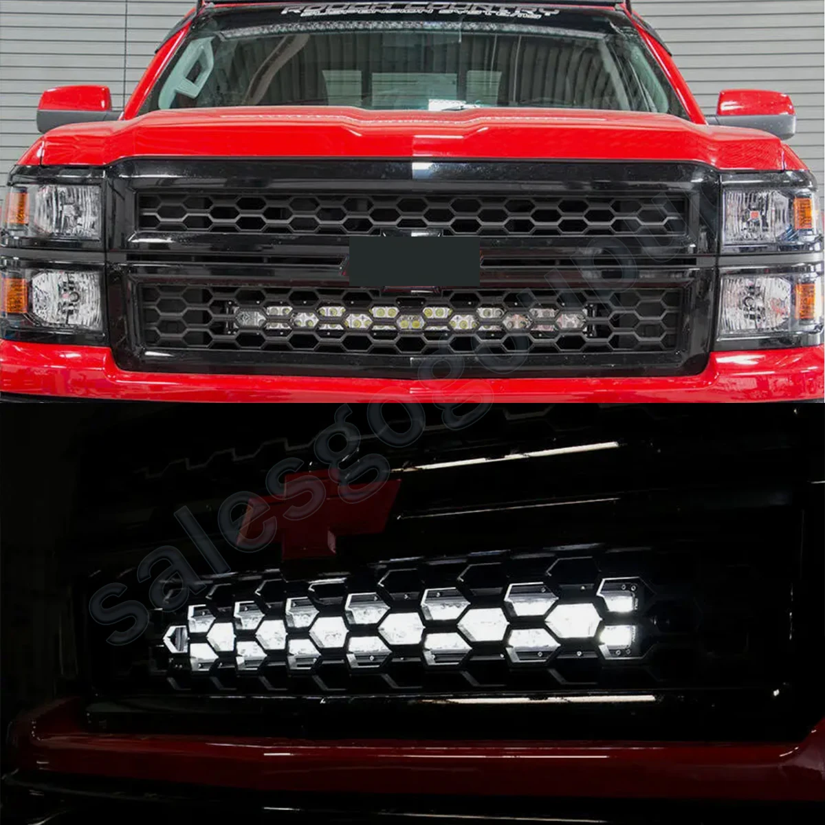 

Front Bumper Grill Fit 2014-2015 Chevrolet Silverado 1500 LT LTZ Front Grille Honeycomb Gloss Black