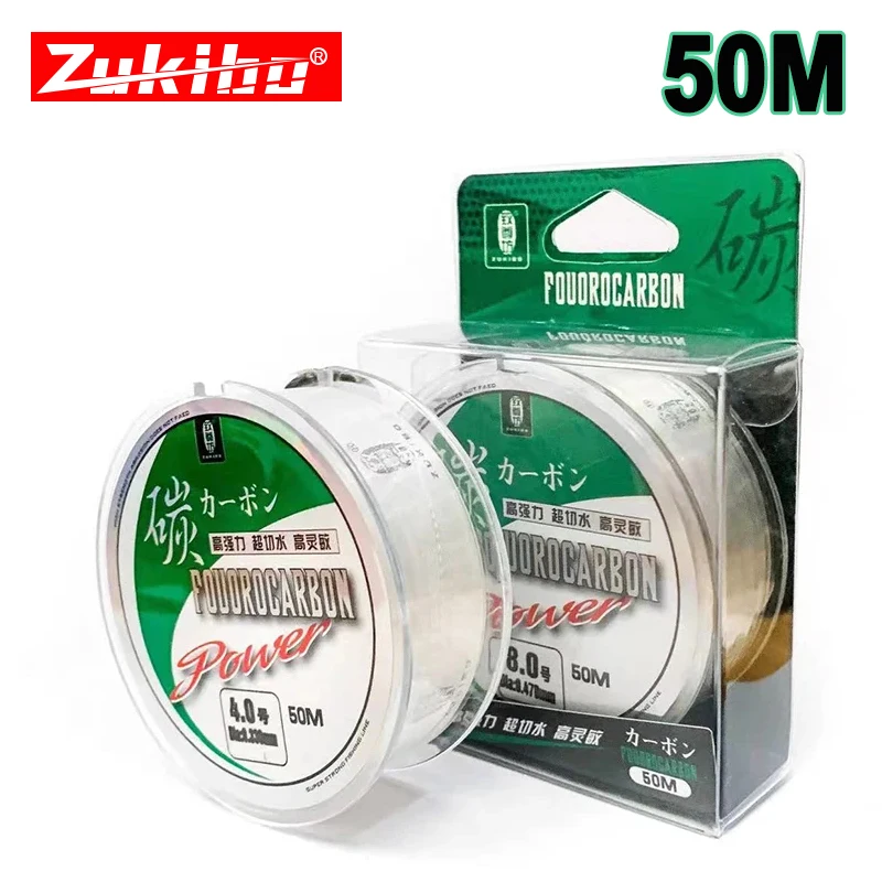 ZUKIBO 50M10 0M 100% Fluor Angelschnur Japanischen Importiert Carbon Faser Linie 1-40kg Monofilament Sinkende Linie meer angeln