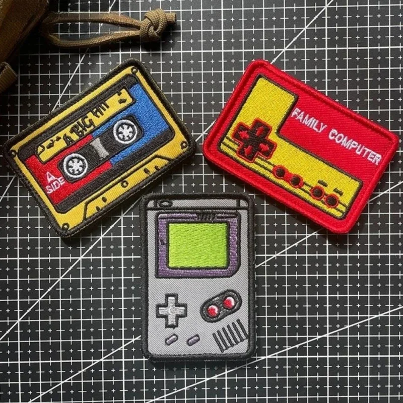 Retro Nostalgic Game Console Emblem Embroidered Hook&loop Patches for Clothing Tactical Morale Badge Backpack Decoration Sticker