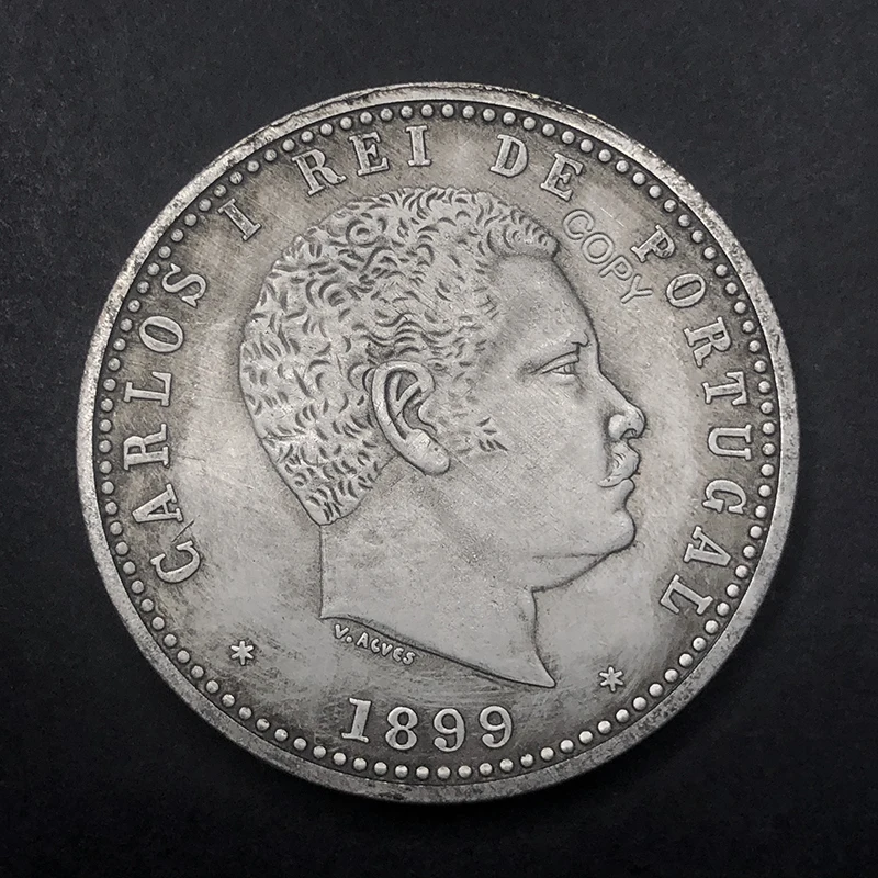 Moeda Comemorativa da Coleção Carlos I de Portugal 1899, Réplica de 1000 Reis, Lembrança de Dinheiro Antigo para Decoração de Casa