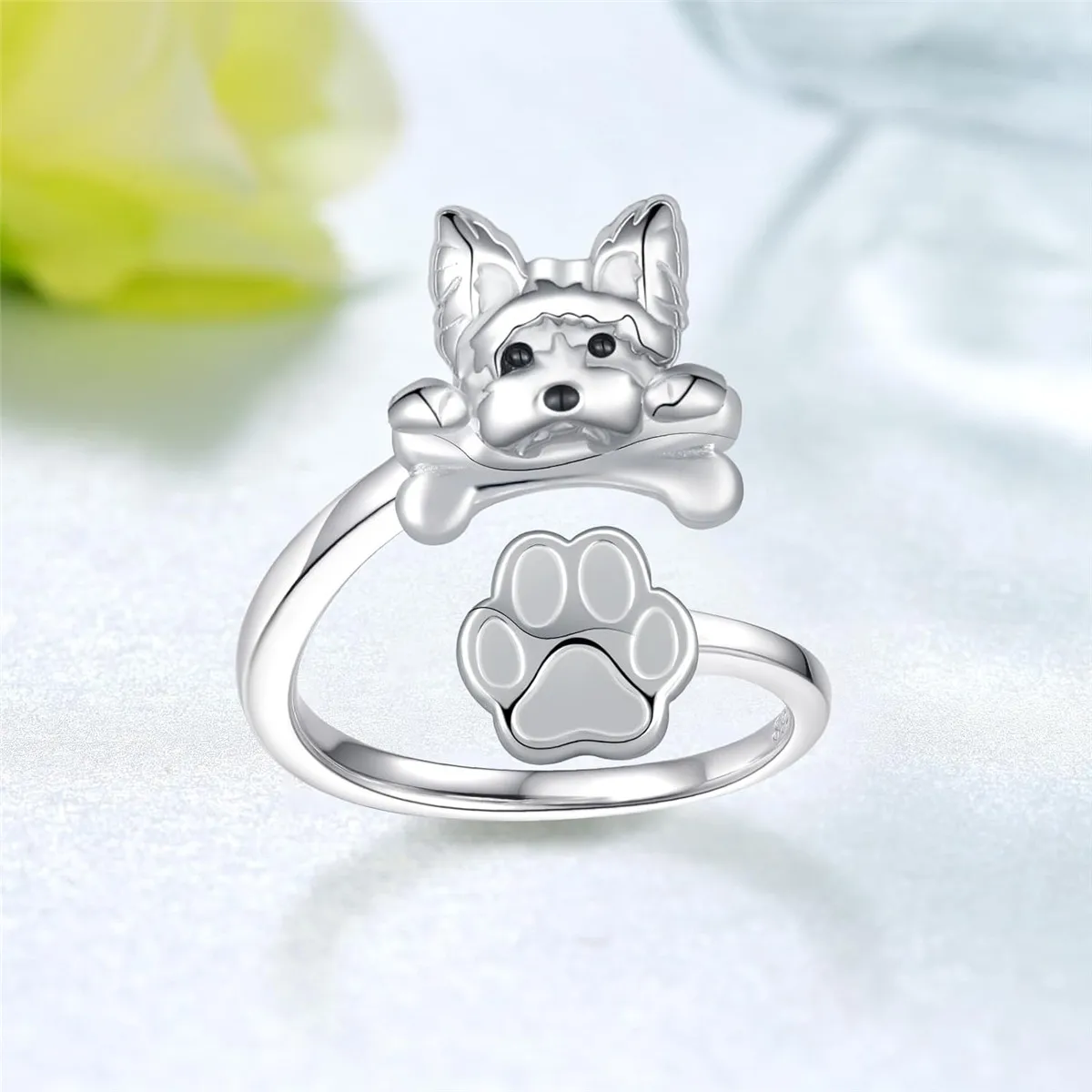 Delicate and Cute Yorkie Dog Ring for Men and Women Open Adjustable Pet Dog Festival Ring Fashion Jewelry Gift for Dog Lovers