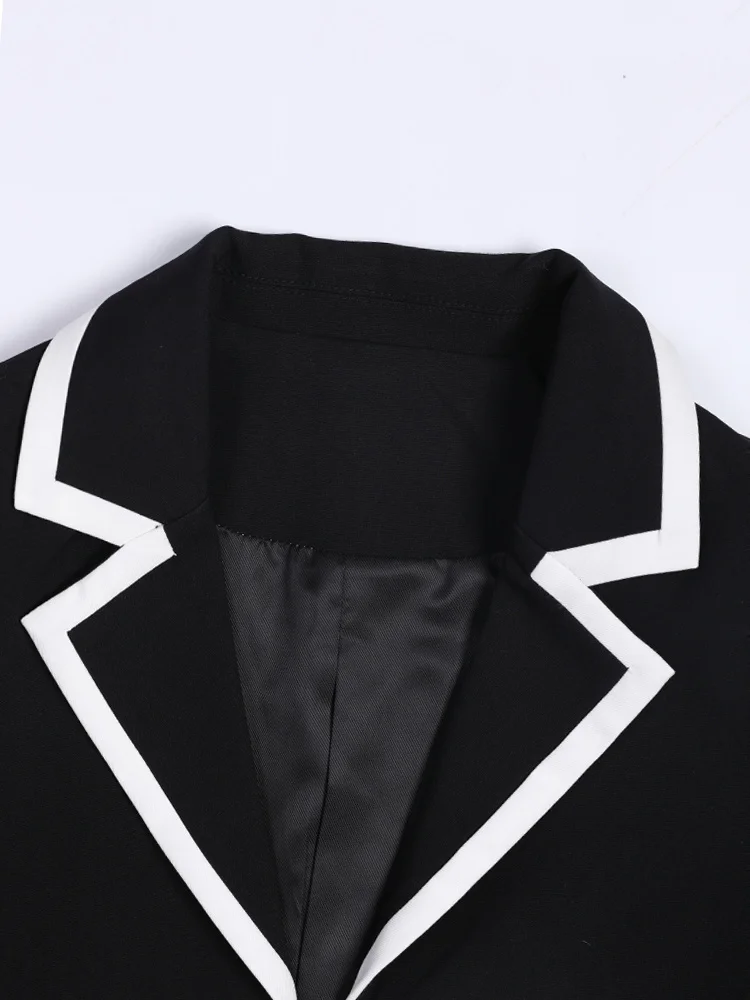 ZMEENNA Black Color-block Blazer Women Elegant New Lapel Long Sleeve Loose Fit Jacket Fashion Tide Spring Autumn 2024 ZM586