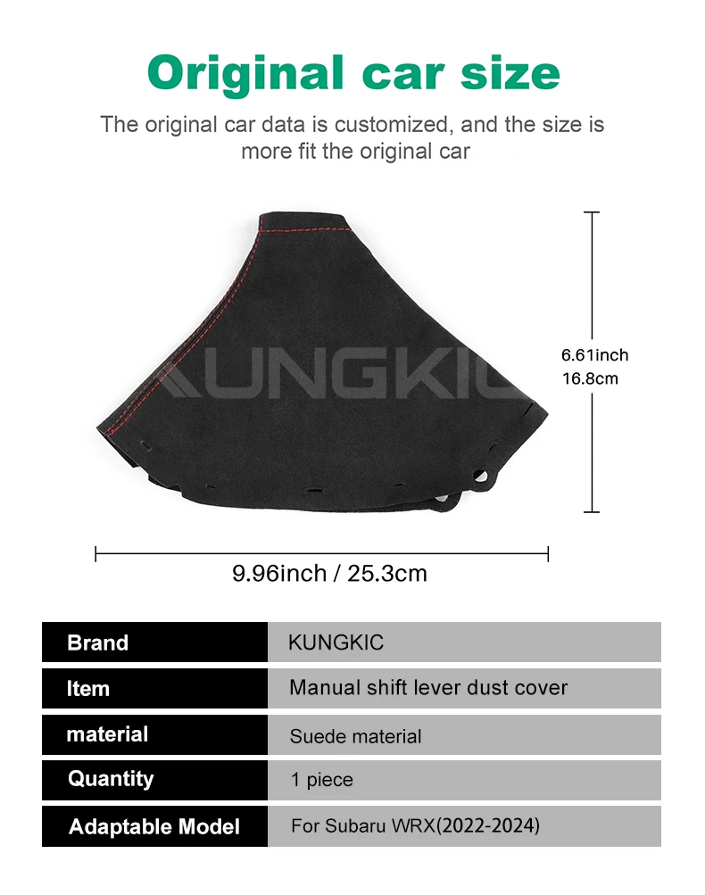 Italienisches Premium-Wildleder für Subaru WRX 2022 2023 2024 2025 Manueller Autoknauf Schalthebelmanschette Staubschutz Innenzubehör – Detail 13
