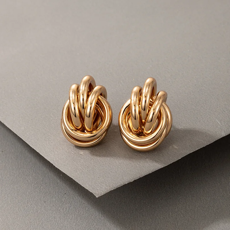 Accessories based knot earrings minimalist tide female hip-hop dance cold personality trend stud earrings