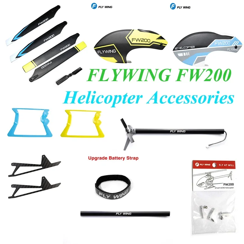 FLYWING FW200 RC Helicopter Accessories Blade Leg Tie Rod Tailpipe Head Cover Tie Rod Screw Pack Tail Rotor, Etc