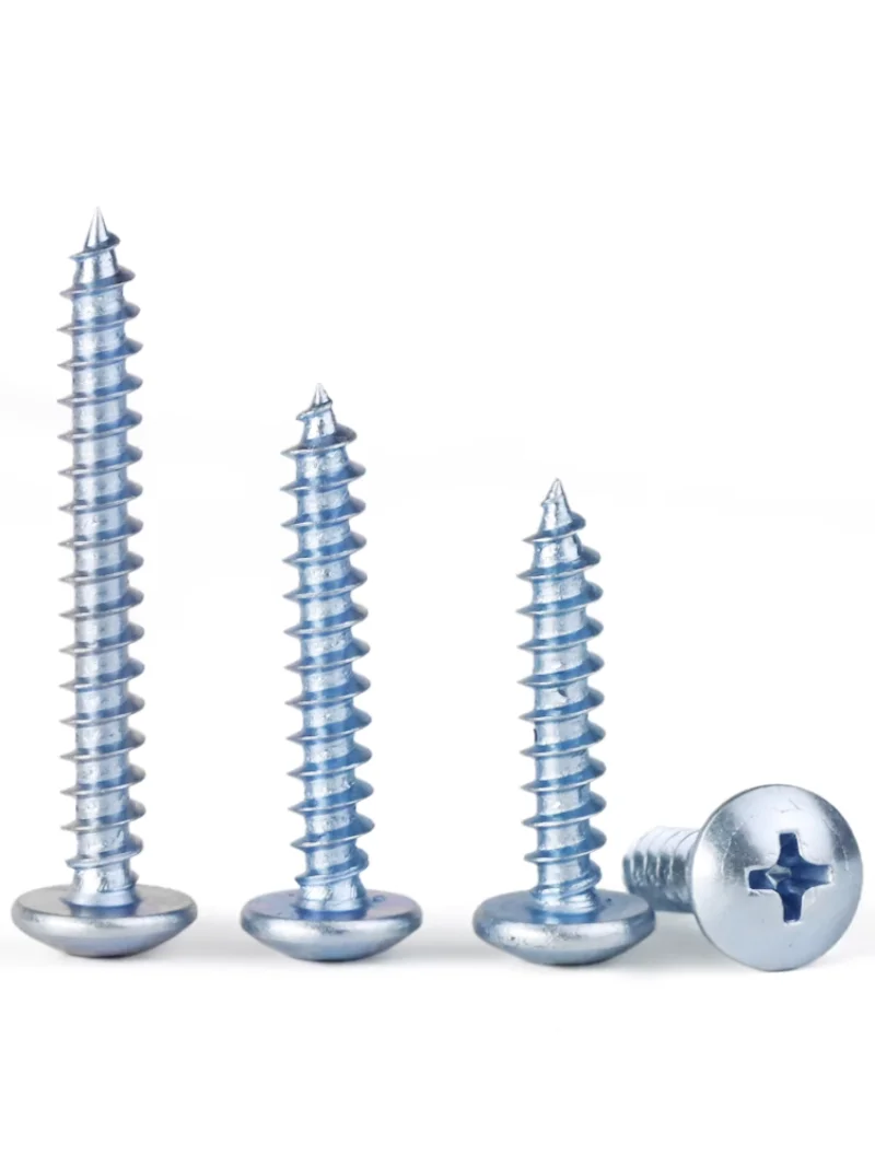 High-Strength Blue And White Zinc Cross Large Flat Head Self-Tapping Wood Screw, Hardened.