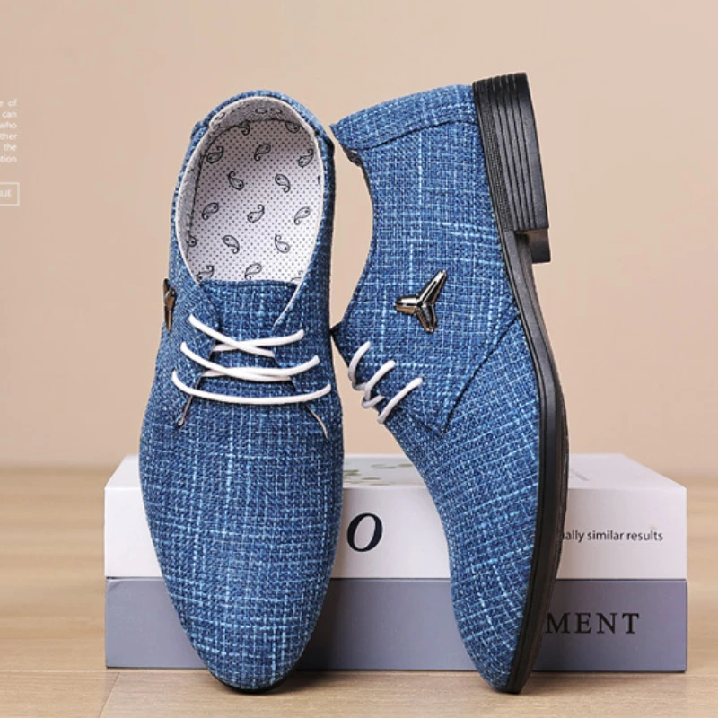 

Shoes for Men Classic Breathable Canvas Shoe Fashion Pointe Toe Business Dress Shoes Men Casual Shoe Lace Up Oxford Shoes Size48