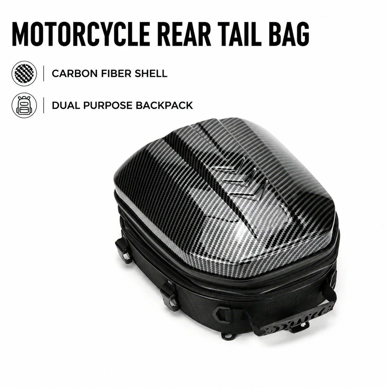 ABS Hard Shell Motorcycle Tail Bag, Expandable Helmet Storage Backpack, Waterproof Rear Seat Luggage Bag for Motorbike Riding