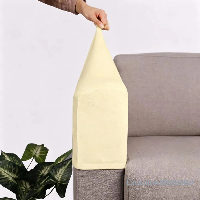 Soft Silver Fox Velvet Sofa Arm Cover Stretch Anti-Scratch Stain Resistant Furniture Protector for Household Daily Use