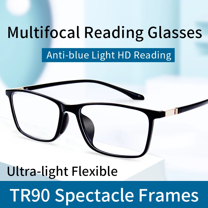 Progressive Multifocus Reading Glasses Anti Bluelight/Glare/Eyestrain Computer Readers,Hard & Multi-Coated Resin Lens for Men