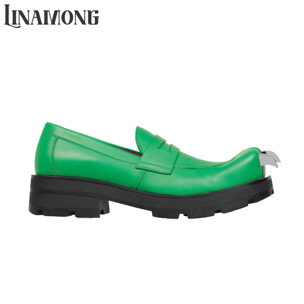 Sharp Nails Claw Imprint Toe Loafers Novelty Designer Style Multicolor Leather Men Shoes Slip on Thick Sole Elegant Dress Shoes