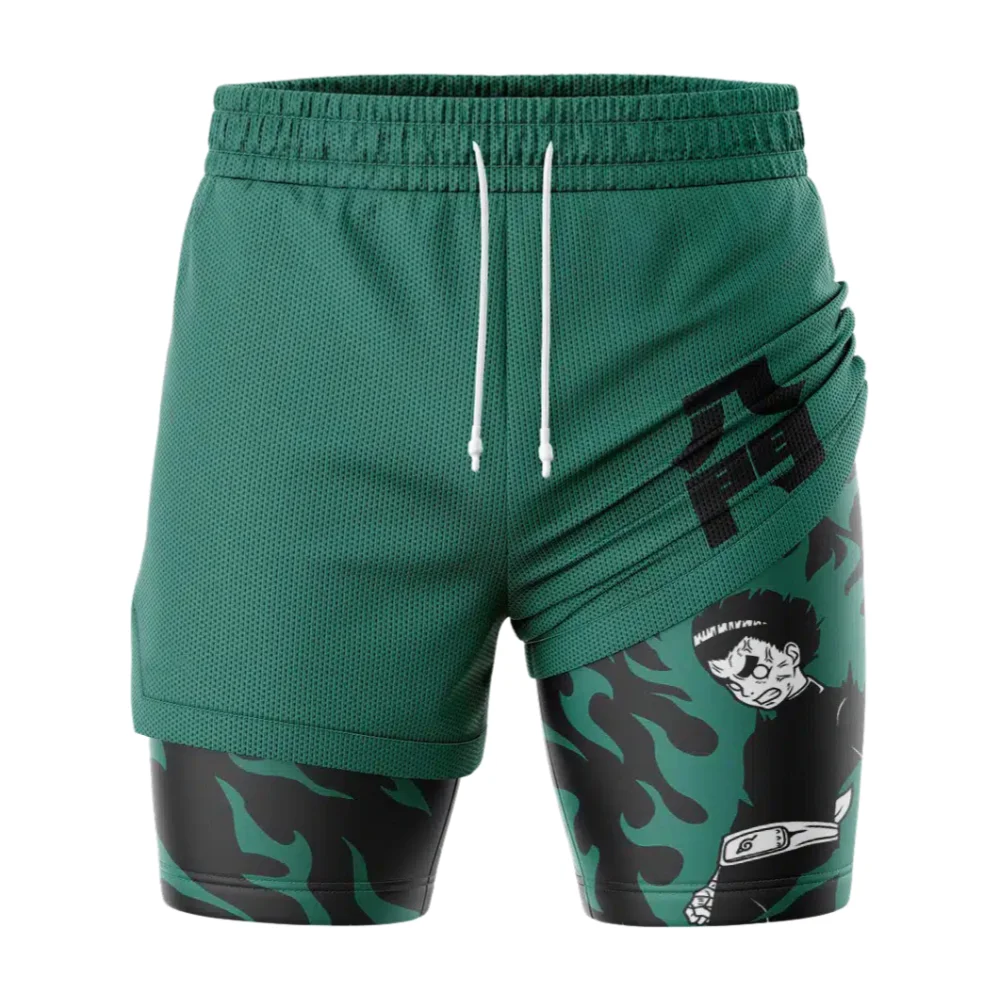 Naruto Rock Lee Gate Open Shippuden 2-in-1 Performance Shorts Family Summer Breathable Quick-drying Anime Unisex Training Shorts