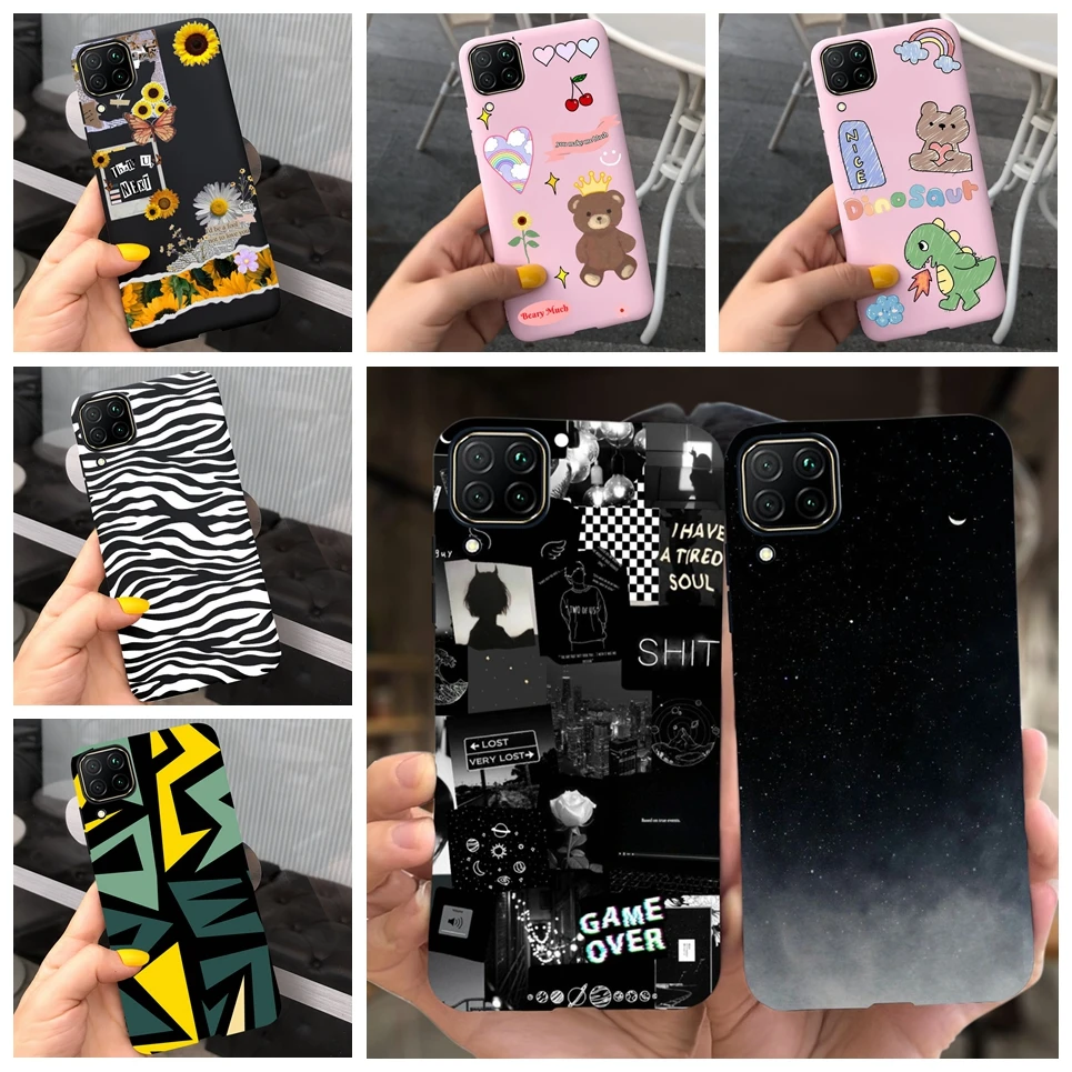 Чехол для телефона HUAWEI P40 Lite 4G / Nova 7i, милый мягкий силиконовый чехол из ТПУ с забавным рисунком динозавра, маргаритки, медведя на P40Lite, 4G