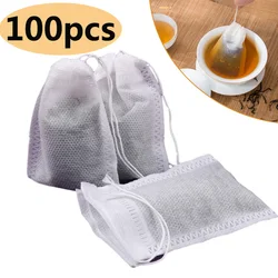 100pcs Disposable Tea Bags Tea Filter For Spice Tea Infuser with Draw String Non-woven Fabric Bag Nylon Spice Filter Storage Bag