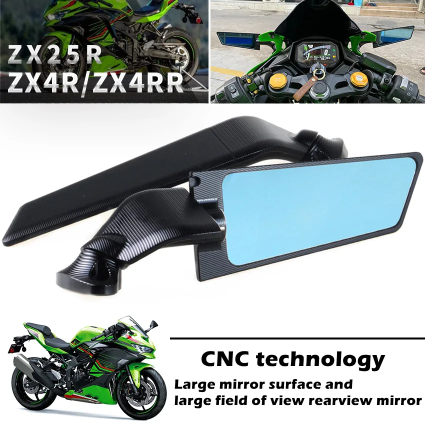 Pour KAWASAKI ZX4RR/ZX25R/ZX6R/ZX10R/NINJA400R/NINJA500R CNC rétroviseur en alliage d'aluminium rétroviseur à aile de vent fixe