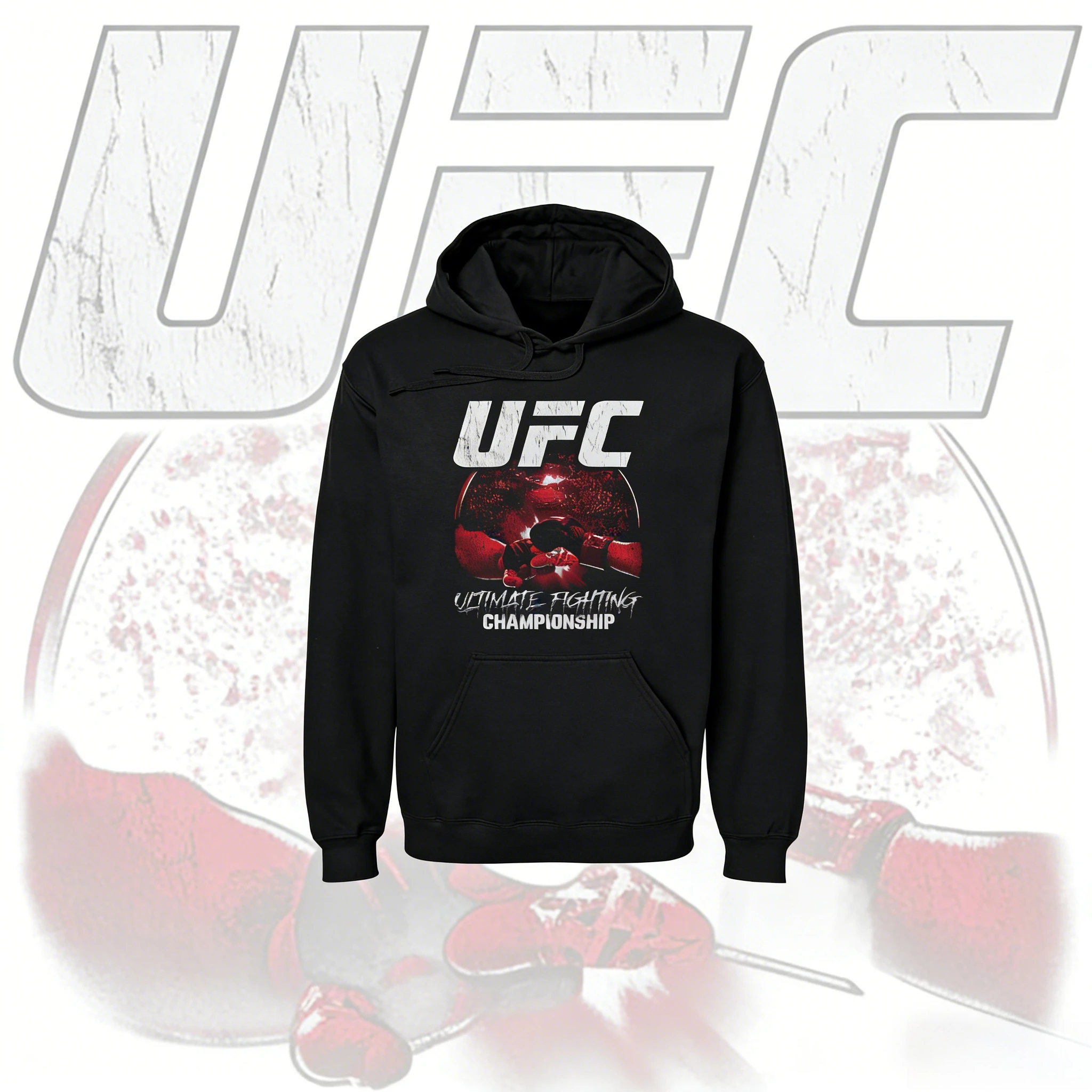 2025-26 الخريف/الشتاء UFC الطرفية الجرافيك مقنعين البلوز، 100% القطن المطبوعة فضفاض هوديي لكل من الرجال والنساء